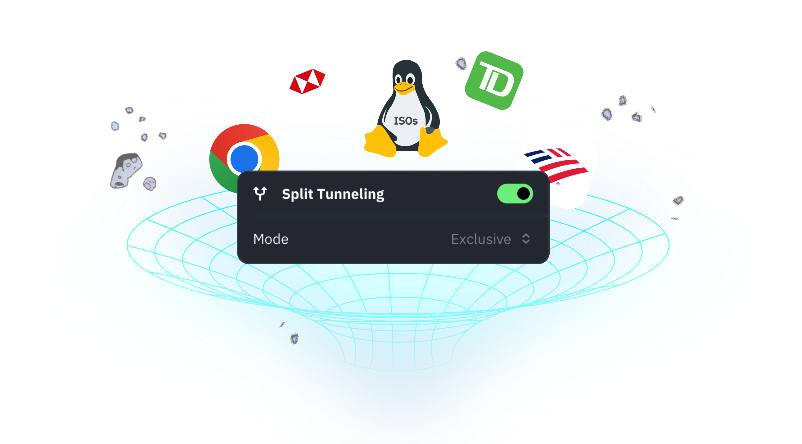 Protección personalizada con Split Tunneling