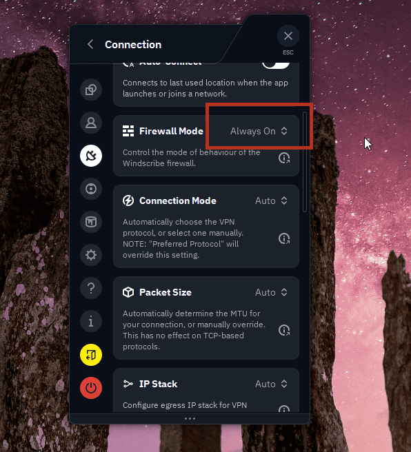 Firewall Mode set to Always On